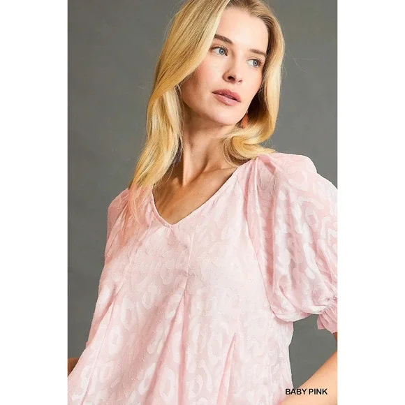 AO594 BP Umgee Leopard Print V-Neck Blouse Various Sizes - Picture 1 of 5